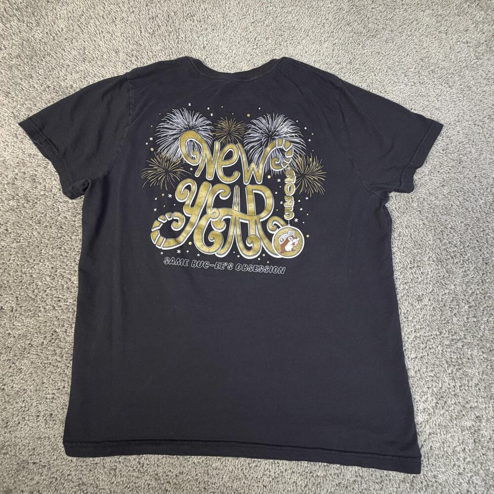 Buc-ee's Shirt Mens 2XL Black New Year Graphic Crew Neck Tagless Cotton